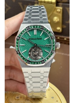 Reloj Audemars Piguet Super Clone Royal Oak con Tourbillon Volante, Dial Verde de 41 mm.