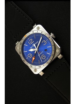 Bell & Ross BR03-93 GMT Reloj Réplica Suizo de Acero a espejo 1:1 Edición 42MM Dial Azul