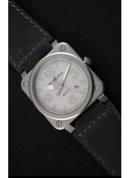 Bell & Ross BR03-92 Horolum Reloj Réplica Suizo a Espejo 1:1 Dial Gris Correa de Piel