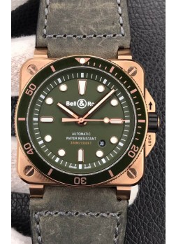 Bell & Ross BR03-92 Buzo Oro Rosado Dial Verde Reloj Réplica Suizo a espejo 1:1