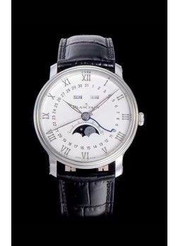 Blancpain "Villeret Quantième Complet" 904L Steel Swiss Watch in Off-White Dial