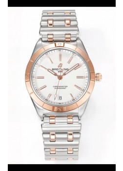 Breitling Chronomat 36MM 2 Tone Caja Oro Rosado Reloj Réplica Espejo 1:1 Dial Blanco