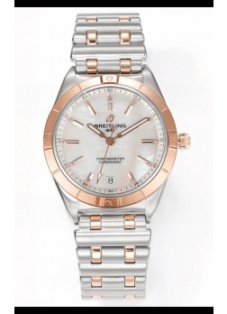 Breitling Chronomat 36MM 2 Tone Caja Oro Rosado Reloj Réplica Espejo 1:1 Dial Perla