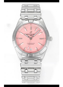 Breitling Chronomat 36MM Acero Inoxidable Casing Reloj Réplica Espejo 1:1 Dial Rosa