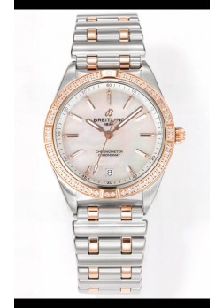 Breitling Chronomat 36MM 2 Tone Caja Oro Rosado Reloj Réplica Espejo 1:1 Dial Perla