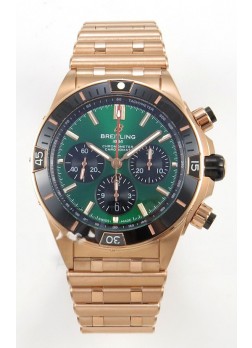 Breitling Chronomat Edición Super Clone B01 42 Suizo Caja Oro Rosado Dial Verde 
