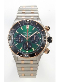 Breitling Chronomat Super Clone B01 42 Reloj Edición Suiza Dial Dos Tonos Verde