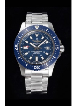 Breitling SuperOcean II 44mm 904L Caja Acero Reloj Réplica a Espejo 1:1 en Dial Azul