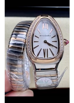 Bvlgari Edición Serpenti Reloj Caja Dos Tonos Dial Blanco en Calidad Espejo 1:1