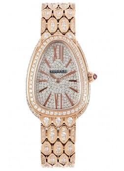 Bvlgari Serpenti Seduttori Edition Reloj con Diamantes Pavimentados en Caja de Oro Amarillo - Réplica Espejo 1:1