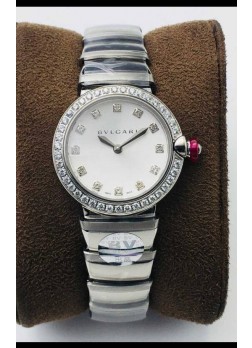 Bvlgari LVCEA Edition Reloj en Acero Inoxidable Dial Blanco - Réplica a Espejo 1:1