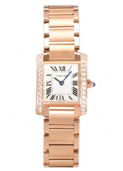 Cartier Tank Francaise Oro Rosado Bisel de Diamantes Reloj Réplica de Cuarzo Suizo 25.70MM 