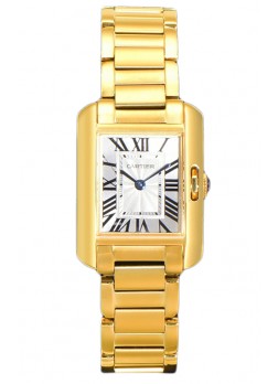 Cartier Tank Anglaise Reloj de Oro Amarillo en Correa de Acero Reloj Suizo de Cuarzo 30MM 