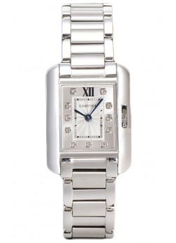 Cartier Tank Anglaise Reloj de Acero en Correa de Acero Reloj Suizo de Cuarzo 30MM 