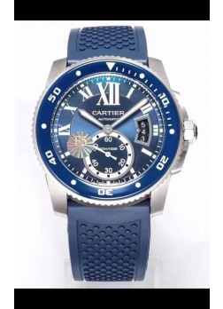 Calibre De Cartier Reloj 42MM Dial Azul Caja Acero - Reloj Réplica Espejo 1:1
