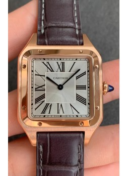 Cartier Santos Dumont Reloj Réplica Suiza Espejo 1:1 Caja Oro Rosado Dial Acero 42MM