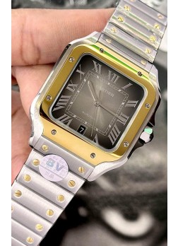 Cartier Santos De Cartier Dial Acero 904L Marrón Dos Tonos Réplica Espejo 1:1 - 40MM Reloj Acero Inoxidable