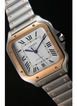 Cartier Santos De Cartier Reloj Réplica a Espejo 1:1 - 40MM Reloj de Acero de Dos Tonos