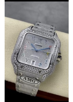 Cartier "Santos De Cartier" Acero 904L Diamantes Dial Árabe Répilca a Espejo 1:1 - 40MM - Diamantes Genuinos