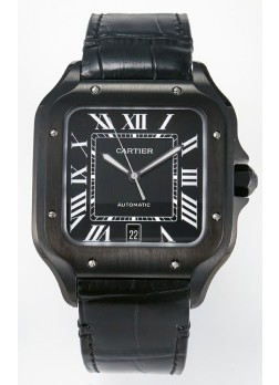 Cartier Santos De Cartier Dial Acero Negro Revestido DLC Reloj Super Clone Replica 40MM