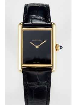 Tank Must Cartier Super Clone Edition 33.7 Reloj en Caja Oro Amarillo Dial Negro
