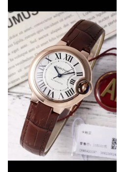 Ballon De Cartier Reloj Suizo Automático Calidad Espejo 1:1 33MM chapado en Oro Rosado