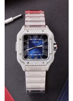 Cartier Santos De Cartier Acero 904L Dial Azul Reloj Super Clone Replica 40MM 