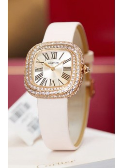 Coussin De Cartier Rose Gold Reloj Réplica Suizo Correa Blanca