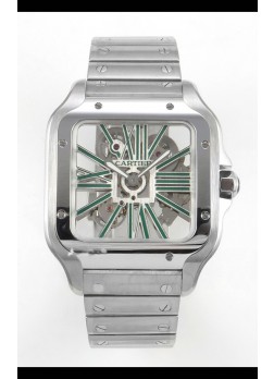 Santos De Cartier Reloj Super Clone Dial Skeleton Caja Acero Inoxidable