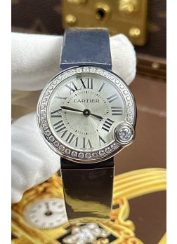 Ballon Blanc De Cartier Cuarzo Suizo Reloj Réplica en Caja Acero Correa de Tela