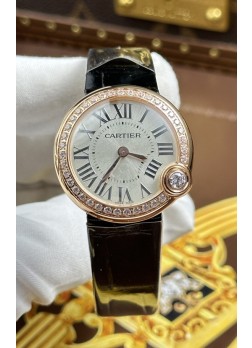 Ballon Blanc De Cartier Cuarzo Suizo Reloj Réplica en Caja Oro Rosado