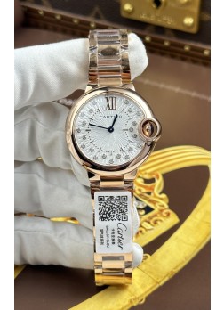 Ballon De Cartier Cuarzo Suizo Calidad Espejo 1:1 33MM en Oro Rosado