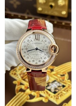 Ballon De Cartier Cuarzo Suizo Calidad Espejo 1:1 33MM en Oro Rosado