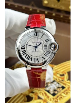 Ballon De Cartier Suizo Automático Calidad Espejo 1:1 33MM en Correa Burdeos