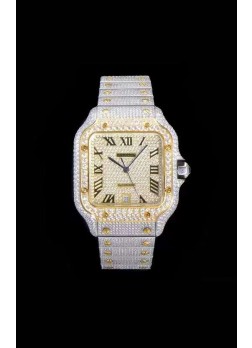Santos De Cartier Reloj Réplica Suizo con Diamantes incrustados, Dial en dos Tonos de color 40MM