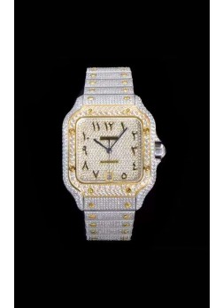 Santos De Cartier Reloj Réplica Suizo con Diamantes incrustados, Dial en dos Tonos de color 40MM