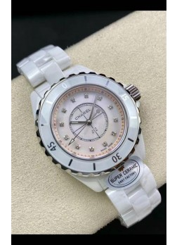 Chanel J12 Ladies Blanco Caja Cerámica Dial Perla Reloj Réplica Espejo 1:1