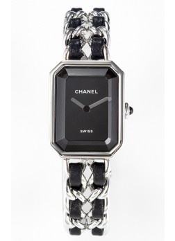 Chanel Premiere Iconic Chain Watch con Cadenas en Negro y Acero Reloj Cuarzo Suizo