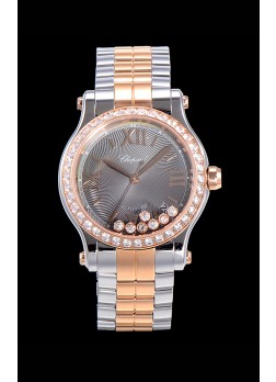Chopard Happy Sport Reloj Réplica Suizo Automático a espejo 1:1 36MM Caja en Oro Rosado de dos Tonos