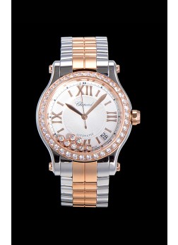 Chopard Happy Sport Reloj Réplica Suizo Automático a espejo 1:1 36MM Caja en Oro Rosado de dos Tonos