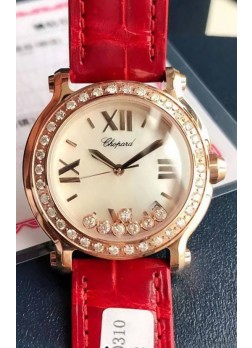 Chopard Happy Oro Rosado Reloj Cuarzo Suizo Replica a Espejo 1:1 - Diamantes Genuinos