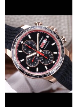 Chopard Classic Racing Chronograph 1:1 Mirror Replica Watch in Rose Gold Casing - Black Dial 