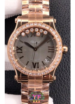 Chopard Happy Sport Reloj Réplica Suizo Automático a espejo 1:1 en Oro Rosado - 36MM Ancho