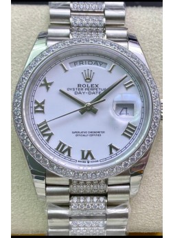Rolex Day Date Presidential M128349RBR-0026 Acero 904L 36MM - Dial Blanco Romanos Calidad a Espejo 1:1