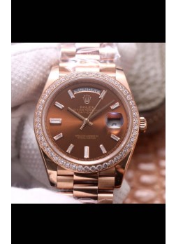 Rolex Day Date Presidential Acero 904L Oro Rosado 40MM - Dial Marrón Calidad a Espejo 1:1