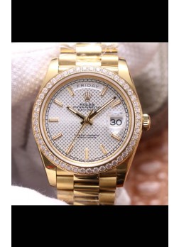 Rolex Day Date Presidential Acero 904L Oro Amarillo 40MM - Dial Blanco en Acero Calidad a Espejo 1:1
