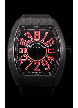 Franck Muller Vanguard Reloj Suizo Caja de Carbono índices rojos 