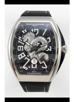 Franck Muller Vanguard Super Clone Yachting Dragon V45 Reloj Dial Negro Caja Acero Inoxidable