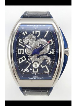 Franck Muller Vanguard Super Clone Yachting Dragon V45 Dial Azul Reloj Caja Acero Inoxidable