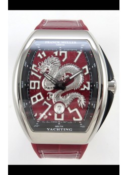 Franck Muller Vanguard Super Clone Yachting Dragon V45 Dial Rojo Caja Acero Inoxidable